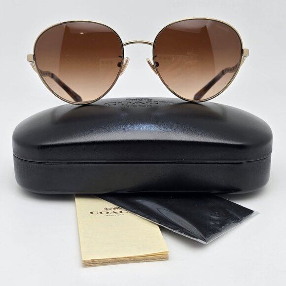 Coach HC7114 L1148 900574 Light Gold Frame Brown Gradient Lens Sunglasses w Case main image 11